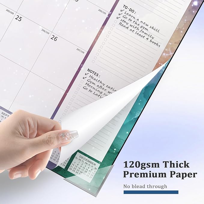Ospelelf Desk Calendar 2026 Large 22"x17" Monthly Family Planner Pad with Protective Cover 18 Months Use From Now to December 2026 Starry Sky
