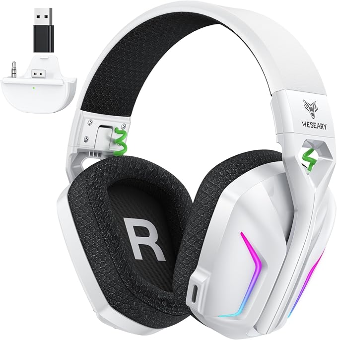 WESEARY Wireless Gaming Headset for Xbox Series X|S, 2.4GHz Ultra-Low Latency Headset with Noise Cancelling Mic for PC, PS5, PS4, Switch, Mac, 3D Surround Sound, Bluetooth 5.4, 50H Battery