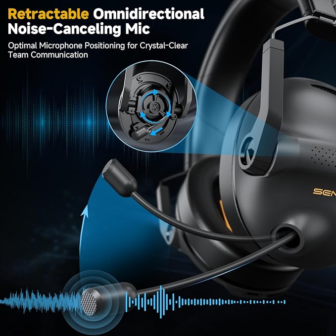 SG600 Wireless Gaming Headset for PC, PS5, PS4, Laptop, Mac, Nintendo Switch, 2.4GHz & Bluetooth 5.3 Gaming Headphones with Noise Canceling Mic, Stereo Sound, 70+Hr Battery, 15ms Latency