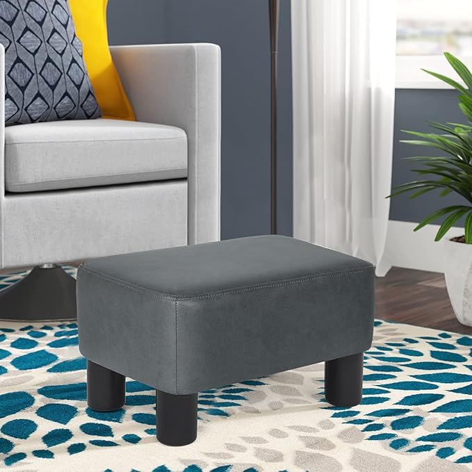 Footrest Small Ottoman Rectangular Footstool Modern Stool Seat Chair for Home Living Room Bedroom (Dark Gray)