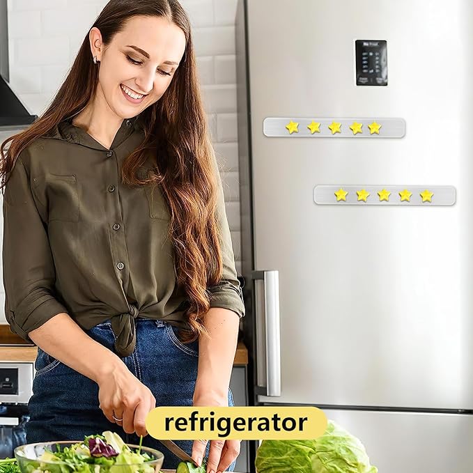Magnetic Board for Wall - 4Pcs Stainless Iron Magnetic Strips with Adhesive Backing, Magnet Board Bulletin Boards Magnet Strips Memo Board - Includes 10 Yellow Magnets for School Office Kitchen