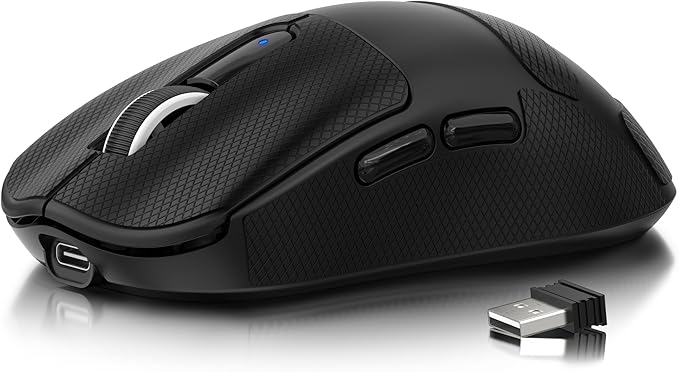 MAMBASNAKE M3 Wireless Gaming Mouse,40K DPI,39g Lightweight Gaming Mouse,PAW3395PRO Optical Sensor,Tri-Mode BT5.1/2.4G/USB-C PC Game Mice,Programmable Buttons,300mAh Battery for PC/Laptop/Mac-Griptape