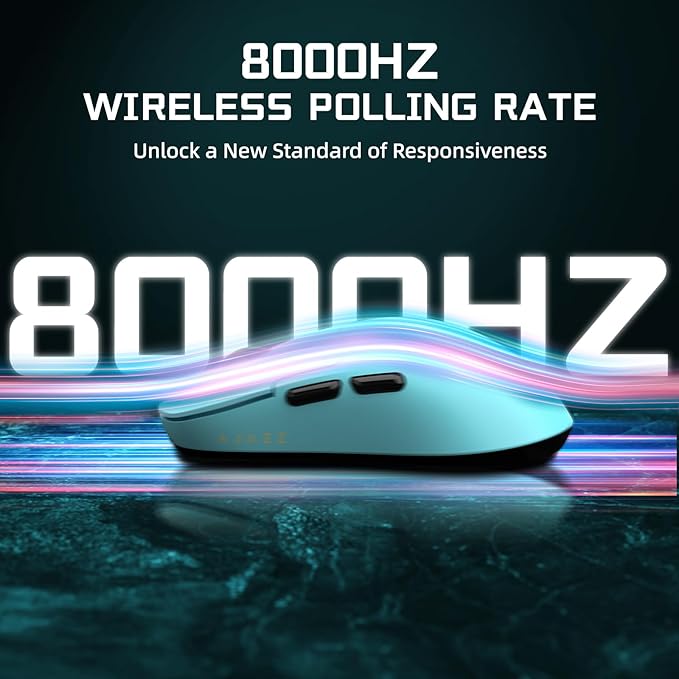 Yindiao AJAZZ AJ159 APEX Wireless Gaming Mouse with Magnetic Charging Base, 56g Lightweight BT/2.4G/USB-C Wired Mouse, PAW3950APEX 42K DPI Optical Sensor, Programmable Buttons for PC/Mac/Win(Blue)