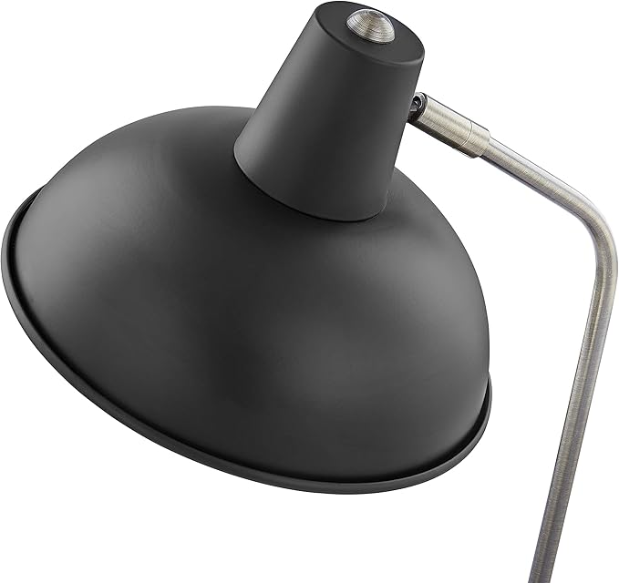 Light Society Black Retro Hylight Desk Lamp with Antique Brass Details, Mid Century Modern Vintage Style