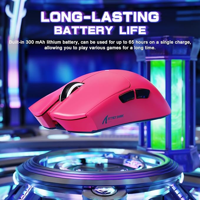 ATTACK SHARK X11SE Ultra-Light Wireless Gaming Mouse,Tri-Modes BT5.2/Type-C Wired/2.4G,PixArt PAW3311 Gaming Sensor,22KDPI,5 Programmable Buttons for Laptop,PC,Mac Gamer(Berry Red)
