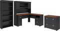Bush Furniture Large Open Compartment is Perfect for a Small Book Collection While Three Smaller Shelves Organize Work-in-Progress