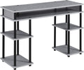 Convenience Concepts Designs2Go No Tools Desk Home Office Desk with Shelves, Corner Shelf Vanity Desk Computer Desk Nail Table for Nail Tech - 47.25" L x 15.75" W x 30" H, Gray/Black