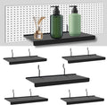 PEKGRIL 10x4.3 Inch Pegboard Shelves Set of 6, Metal Peg Board Shelves Accessories, Flat Display Shelves for Pegboard, Metal Retail Display for Storage and Organization, Black