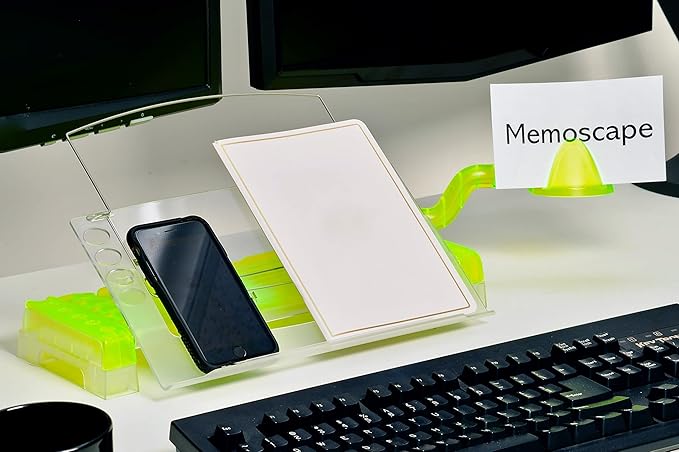 MemoScape Adjustable in-Line Document Holder for Typing | Reduce Neck Strain, Improve Focus, Boost Desk Organization/Workflow | Paper Holder Stand for Desk and Home Office - Chartreuse (VUR 3040)