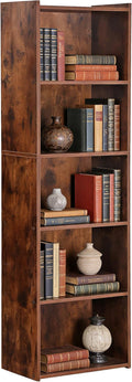 ZENY 5-Tier Shelf Bookcase, Freestanding Wood Storage Display Open Bookshelf for Home Office (Rustic Brown)