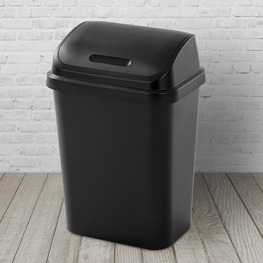 Sterilite Swing-Top Office Wastebasket – Black (6-Pack, 7.8 Gal)