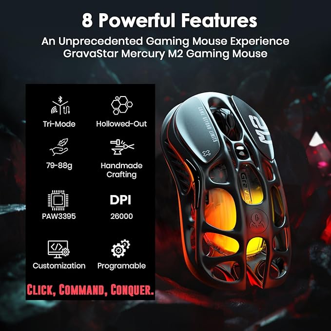 GravaStar Mercury M2 Wireless Gaming Mouse with GravaStar Alpha65 Robot Fast GaN Charger Block