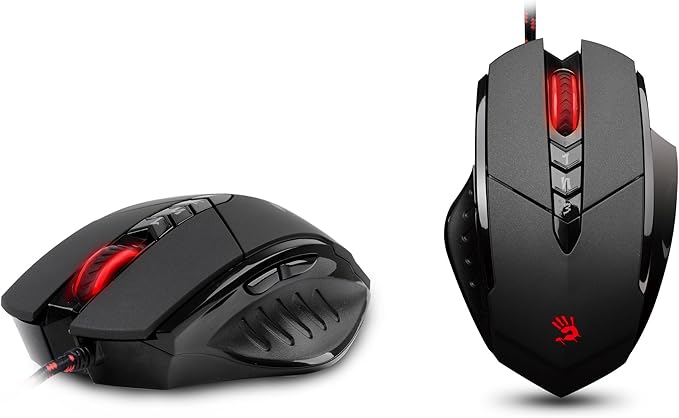 Bloody V7 Ergonomic Claw Grip Gaming Mouse with Rubberized Black Coating - Macros/Scripting/Automation - 8 Programmable Buttons - 3200 DPI