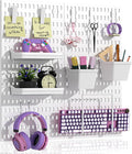 AKTOP Peg Board Wall Organizer 4-Pack – 12"x12" White Pegboard Combination Kit with 13 Accessories for Wall, Plastic Peg Board Panels for Home, Office, Garage Tool Storage & Craft Room