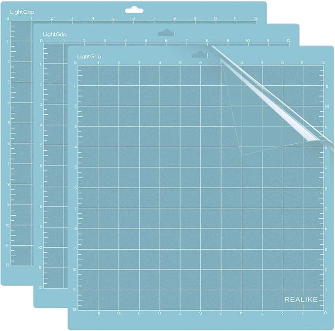 REALIKE 12X12 Lightgrip Cutting Mats for Silhouette Cameo 5/4/3/2/1(3 Mats) Gridded Adhesive Non-Slip Cut Mat for Crafts, Quilting, Sewing, Scrapbooking and All Arts