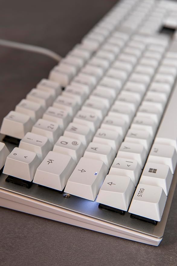 Cherry KC 200 MX, Wired Mechanical Office Keyboard, Modern Design with Elegant Aluminum Surface, USB-A Connection, MX2A Brown Switches, White/Silver