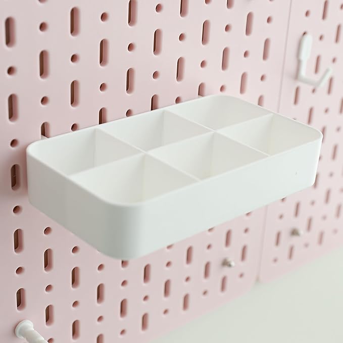 No Drill Pegboard Wall Organizer - HIPS Material Gaming & Office Storage with Accessories, White/Black/Pink Combination for Men Women Space-Saving (Pink)