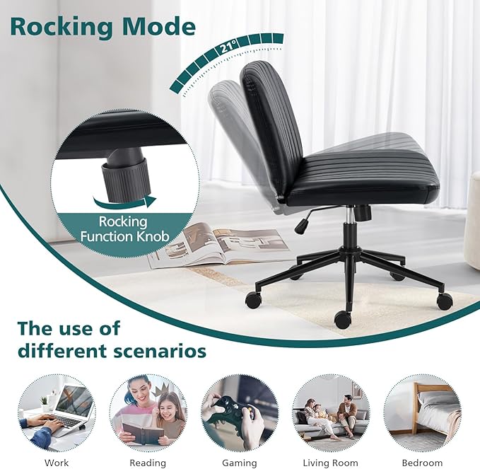 OLIXIS Wide Criss Cross Swivel Desk Chair – Black