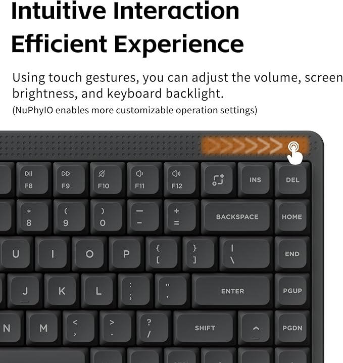 nuphy Node75 Wireless Mechanical Keyboard, 75% Hot Swappable Custom Low Profile Keyboard, 84 Keys Computer Gaming Keyboards, Supports Touch Gestures, PBT Keycaps, RGB Backlit, Bluetooth/2.4GHz/USB-C
