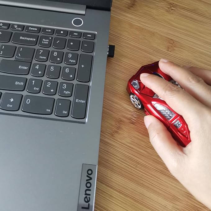 Wireless Sports Car Shaped Mouse Computer Mice Optical 2.4GHz with Headlight 1600DPI for PC Laptop MAC (Red)