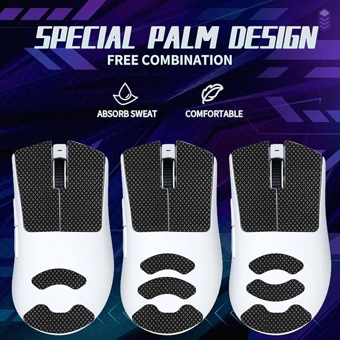TALONGAMES Mouse Anti Slip Grip Tape Compatible with Razer DeathAdder V3 Pro Gaming Mouse, Palm Sweat Absorption, Thin 0.5mm, Cut to Fit, Easy to Apply, Mouse Skin (Black)