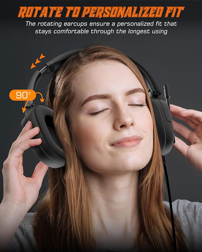 NUBWO HG04L Gaming Headset for PS5/PS4, Xbox Series X|S/Xbox One, Switch – 250g Lightweight, Clear Unidirectional Mic, Soft Memory Earmuffs, 3.5mm Jack for Gaming & Work - Black