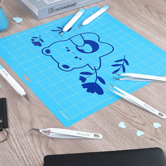 REALIKE 12x12 Cutting Mat Compatible with Cricut Maker 3/Maker 4/Maker/Explore 3/4/Air 2/Air/One(3 Mats), Gridded Adhesive Non-Slip Cut Mat for Crafts, Quilting, Sewing and All Arts (Variety)