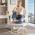 Pinmoco Upgraded Cross Legged Office Chair with Wheels, ADHD Chair for Adults, Wider Height Adjustable Backrest and Seat, Meditation Chair, Ergonomic & Yoga Office Chair, PU Leather, Beige, White