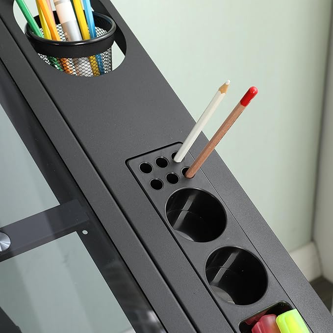 Adjustable Drawing Table for Artists | Drafting Desk with Tilted Glass Top | Art & Craft Table for Adults (Black, Classic Pro-27.16''- 35.82'' H)