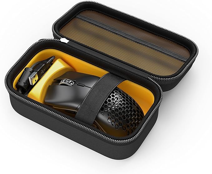 GLORIOUS Universal Mouse Case Gaming, w/Accessory Pocket & Adjustable Wedge (No Shake), Portable Carrying Case, Hard Shell, Zipper, & Wool Interior, for Bluetooth Wireless Mice & Wired Mice