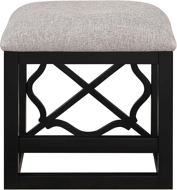 Lexicon Space-Saving Home Office Wood Desk Set, Modern Makeup Vanity Desk with Padded Vanity Stool, USB Charging Port, Nesting Table, Rolling Small Computer Table for Writing/Study/Bedroom, Black