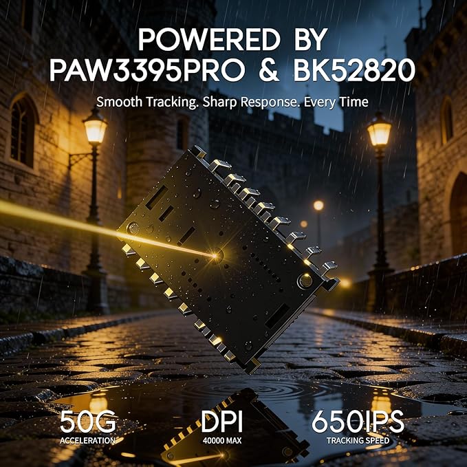 ATTACK SHARK MAMBASNAKE M2 Wireless Gaming Mouse,41g Ultra-Lightweight Carbon Fiber Mouse,40,000 DPI,PAW3395PRO Sensor,Wired/BT/2.4GHz Wireless Programmable Mice for Mac/PC Gamer(Black)