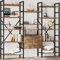 INNOD 70" Triple 5 Tier Book Shelf, Large Industrial Bookcase with Storage Cabinet, Tall Bookshelf with Open Display Shelves Furniture for Living Room Bedroom Home Office Rustic Brown