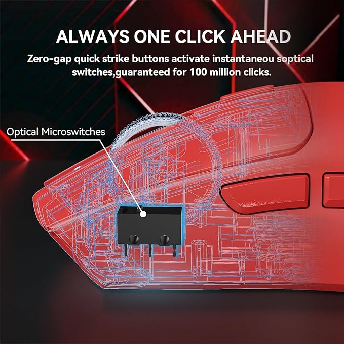 ATTACK SHARK X1 Wireless Gaming Mouse with RGB Charging Dock, PAW3395 PRO Sensor Up to 40K DPI,53g Ultra Light Tri-Mode Computer Mice,1KHz Polling Rate 5 Programmable Buttons for WIN/MAC-Red