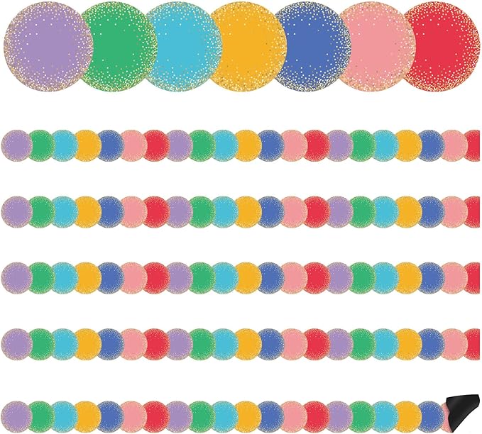 Ireer 24 Pieces Magnetic Strips Retro Magnetic Border for Classroom Whiteboard Bulletin Board Decorative Strips with Adhesive Borders for Bulletin Chalkboard(Round)