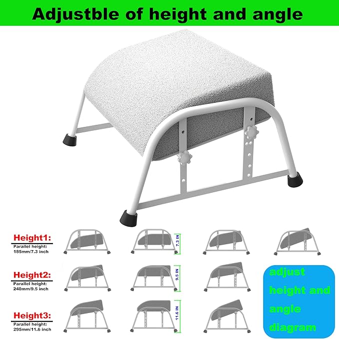 Under Desk Footrest with Memory Foam, Adjustable 10-Level Ergonomic Foot Rest for Office & Gaming Desk Accessories for Leg Rest, Reinforced Metal Frame, Non-Slip Base Extra Large（White
