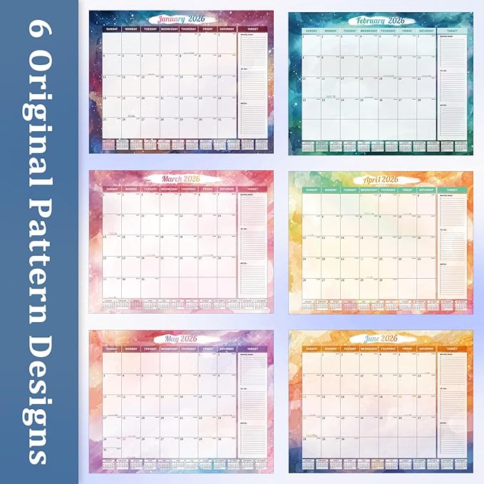 Ospelelf Desk Calendar 2026-2027 Large 22"x17" Monthly Family Planner Pad with Protective Cover 18 Months January 2026 - June 2027 Starry Sky