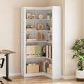 GarveeHome Corner Bookshelf, 71.8 in White Corner Bookcase, L-Shaped Bookshelf Large Bookcase, 5 Tier Display Shelf Heavy Duty Bookcases, Bookshelves with Storage