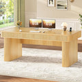 SEDETA Office Desk with 2 Drawers, 59" Fluted Computer Desk with Storage and Power Strip, Wood Executive Desk, Writing Desk for Home Office, Living Room, Bedroom, Oak