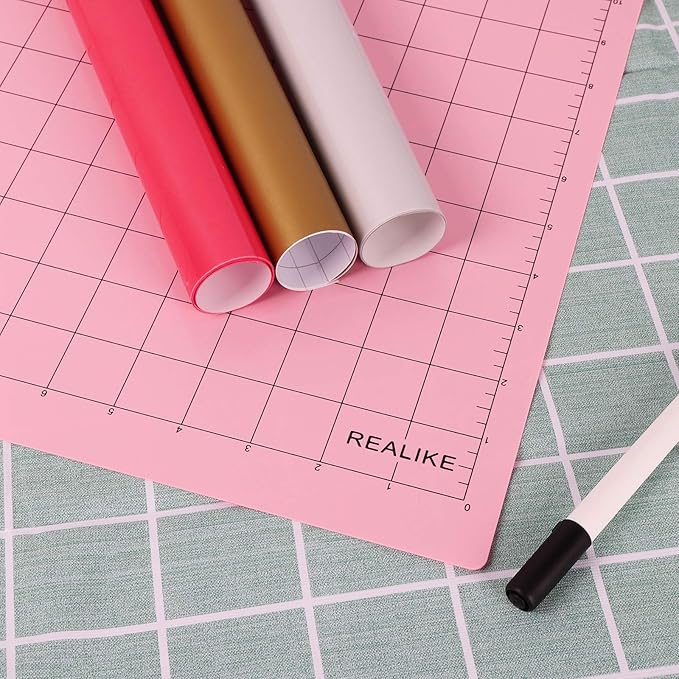 REALIKE 12x12 FabricGrip Cutting Mat Compatible with Cricut Maker 3/Maker 4/Maker/Explore 3/4/Air 2/Air/One(3 Mats), Fabric Adhesive Sticky Cut Mats for Crafts, Quilting, Sewing and All Arts