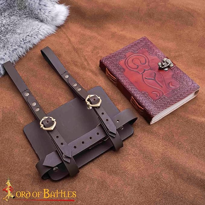 Lord of Battles Adventurer's Book or Diary Holder Handcrafted from Genuine Leather 13x18cm (Leather Journal with Brown Holder)