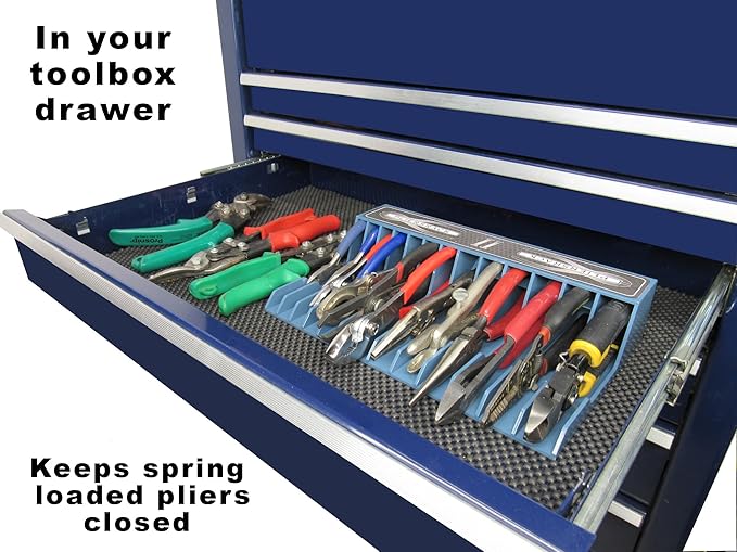 Pliersrack PLR15 Plier Organizer - Sturdy Plastic 15 Pliers Holder For Tool Box or Pegboad Organization, Plier Rack Tool Organizers For Toolboxes And Storage