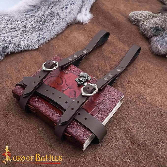 Lord of Battles Adventurer's Book or Diary Holder Handcrafted from Genuine Leather 13x18cm (Leather Journal with Brown Holder)