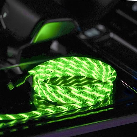 USB C to USB C Cable 3A Light Up C to C Cable LED C to Type C Fast Charging Cord for Samsung Galaxy S23 S22 S21 S20 Ultra, i-Phone 15 16, iPad mini Pro Air(6.6FT,Green)