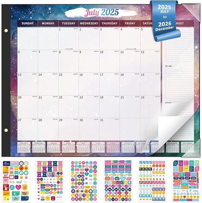 Ospelelf Desk Calendar 2026 Large 22"x17" Monthly Family Planner Pad with Protective Cover 18 Months Use From Now to December 2026 Starry Sky