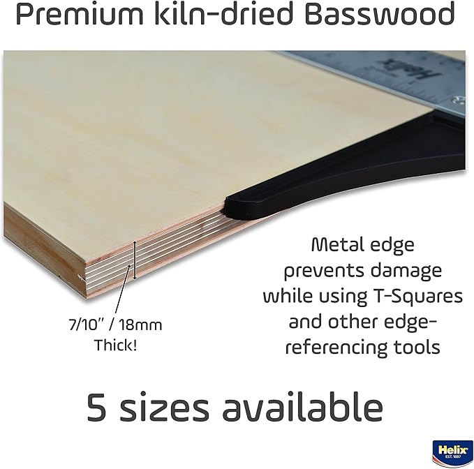 Maped - Helix Wooden Lightweight Drawing Board 23 x 31 Inch - Sketching Outdoors - Precision Metal Edge - Ensures Stability and Accuracy - Durable Basswood, Portable Design