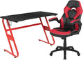 Flash Furniture Red Gaming Desk and Red/Black Racing Chair Set with Cup Holder and Headphone Hook