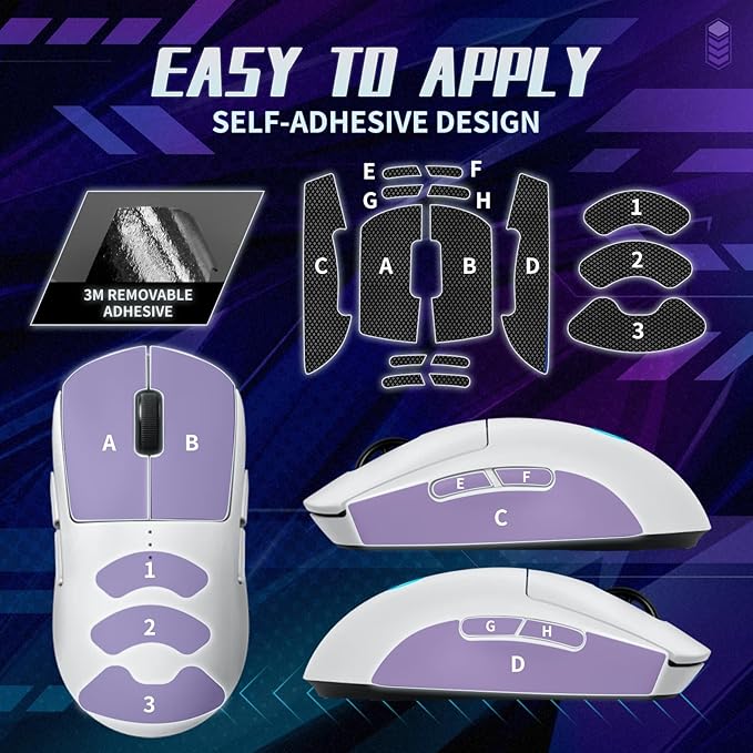TALONGAMES Mouse Anti Slip Grip Tape Compatible with Logitech G PRO 2 Lightspeed Wireless Gaming Mouse, Palm Sweat Absorption, Thin 0.5mm, Cut to Fit, Easy to Apply, Mouse Skin