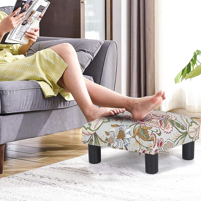 Ottoman Footrest Stool Modern Small Square Seat Chair Footstool (Flower)