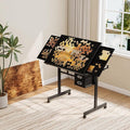 Drafting Table Art Table on Wheels with Storage Drawers & Side Trays - Adjustable Drawing Table Tilted Tabletop, Crafting Desk with Storage for Artist Painters Home Office (Black D)